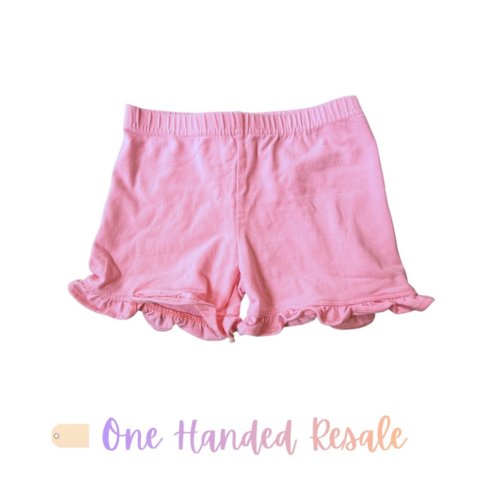 🌸 Soft Pink Ruffled Hem Girls Kids Soft Knit Shorts 4T